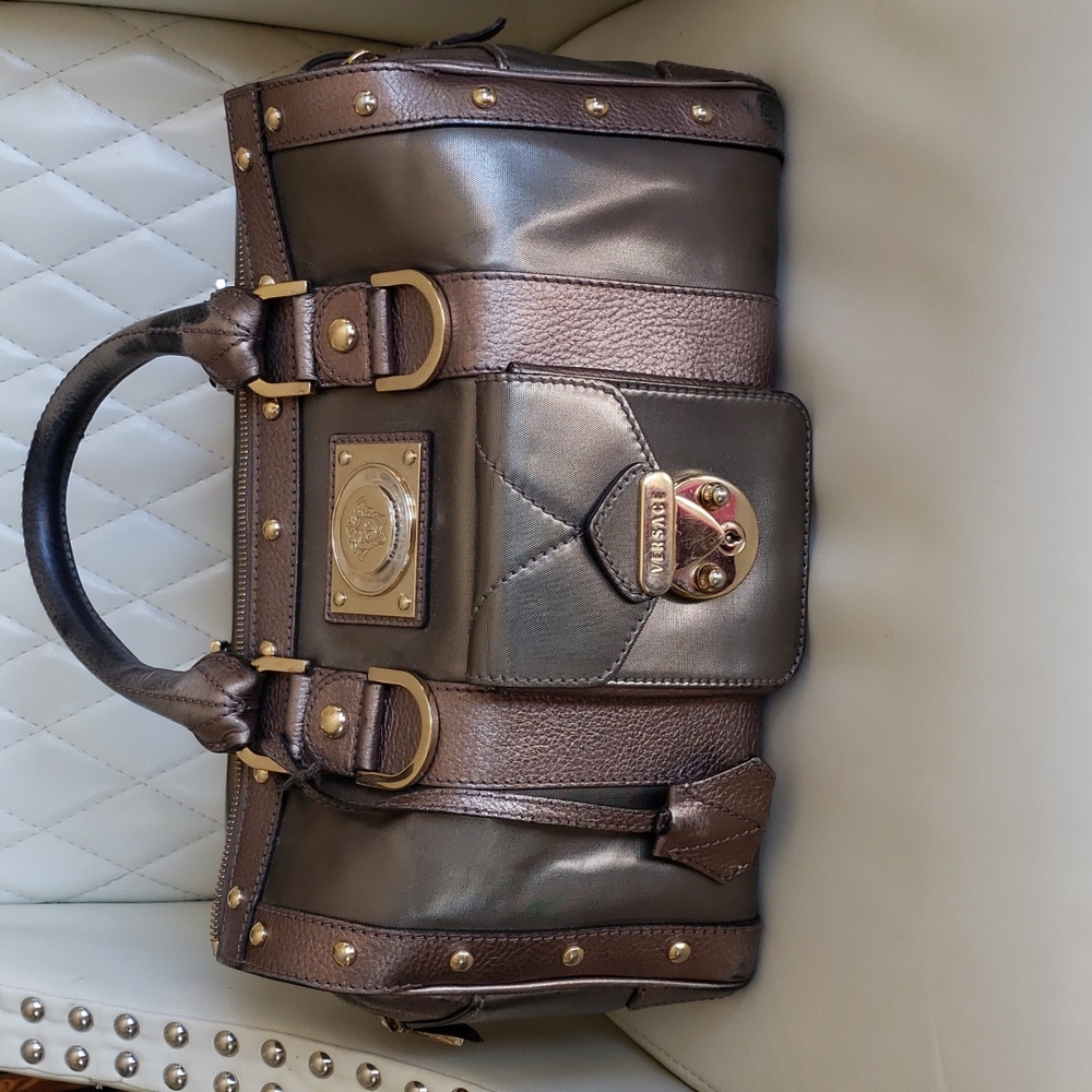 Versace metallic leather Madrona satchel